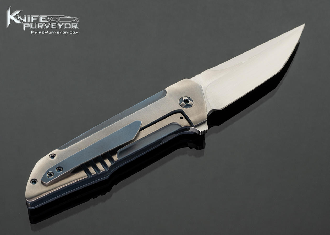 John Barker Custom Knife Hachidori Anodized Titanium Framelock Flipper - Image 3