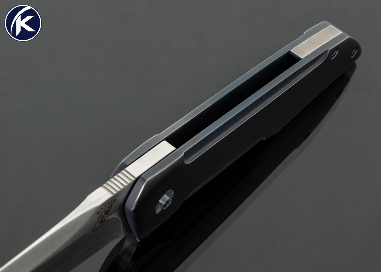 John Barker Custom Knife Hachidori Anodized Titanium Framelock Flipper - Image 4