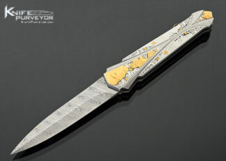 Ken-Steigerwalt-Custom-Knife-Damasteel-with-Fluted-Damsteel-and-Gold-Inlays-Lockback-Engraved-by-Martin-Butler-