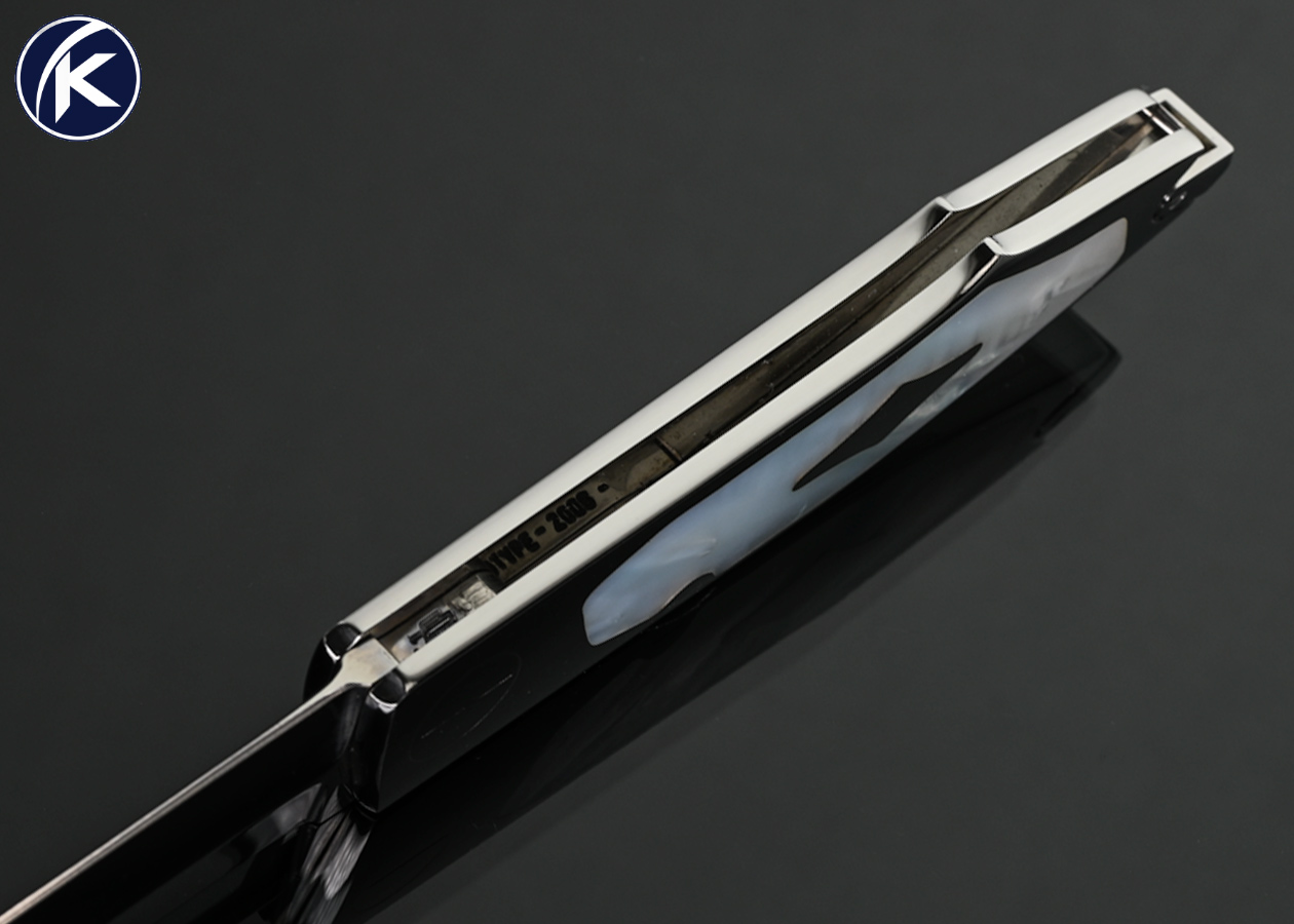Salvatore Puddu Custom Knife Mother of Pearl Shell Interframe Lockback Prototype - Image 5