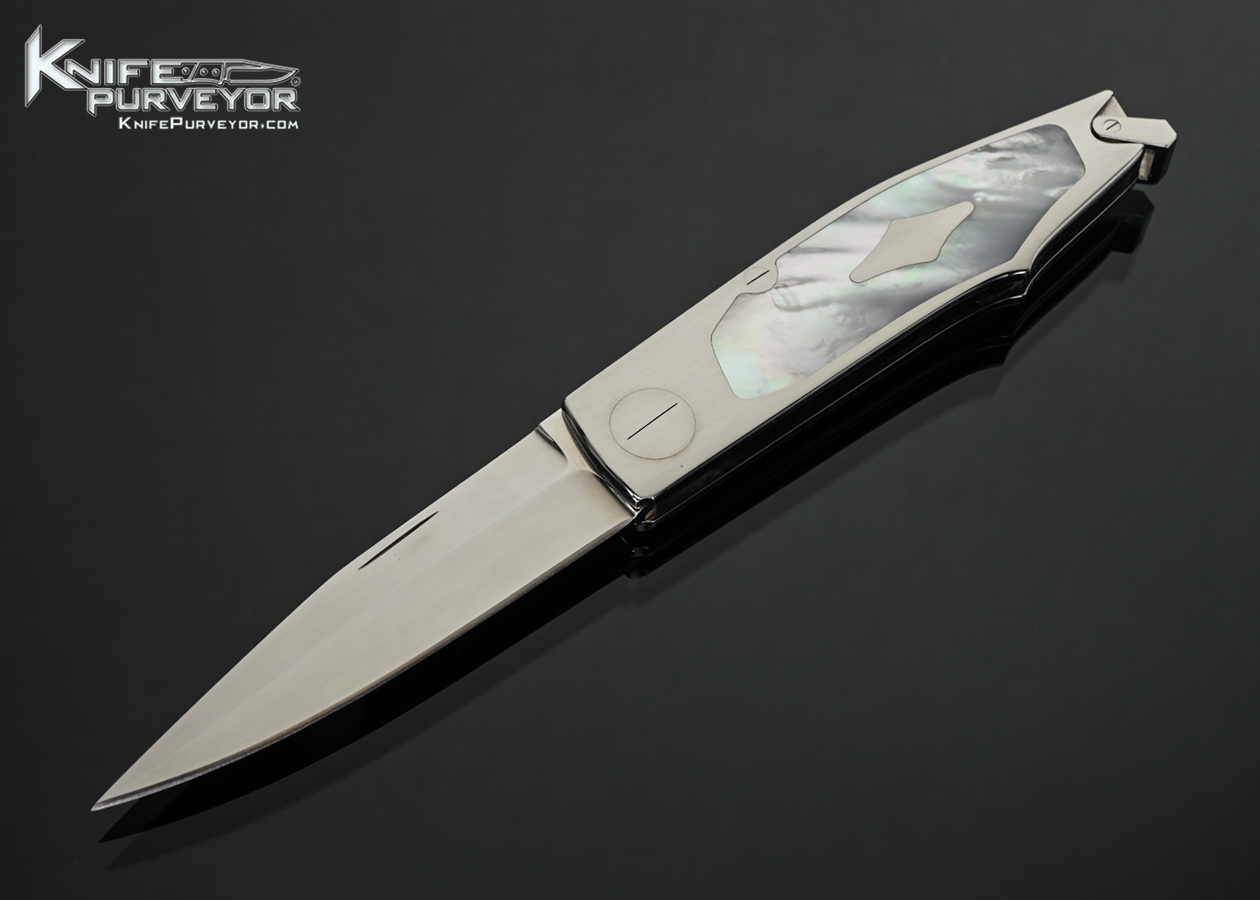 Salvatore Puddu Custom Knife Mother of Pearl Shell Interframe Lockback Prototype 18329