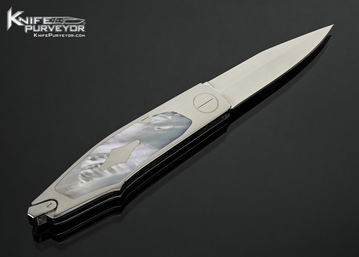 Salvatore Puddu Custom Knife Mother of Pearl Shell Interframe Lockback Prototype - Image 3
