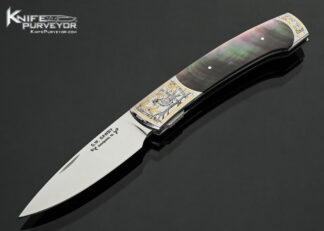 Scott-Sawby-Custom-Knife-Black-Lip-Tahitian-Pearl-Self-Lock-Engraved-with-Gold-Inlays-by-Marian-Sawby-