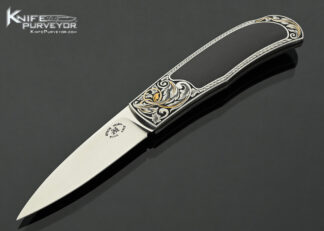Steve-Hoel-Custom-Knife-Black-Edwards-Jade-Interframe-Lockback-Engraved-with-Gold-Inlays-by-Jere-Davidson-