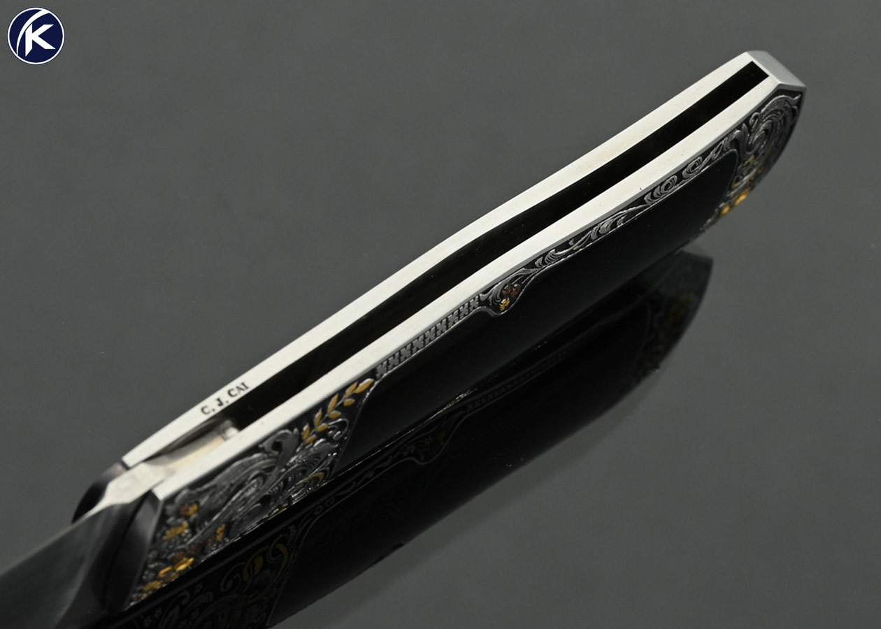 Steve-Hoel-Custom-Knife-Edwards-Black-Jade-Coke-Bottle-Lockback-Folder-Engraved-by-C.J.-Cai-