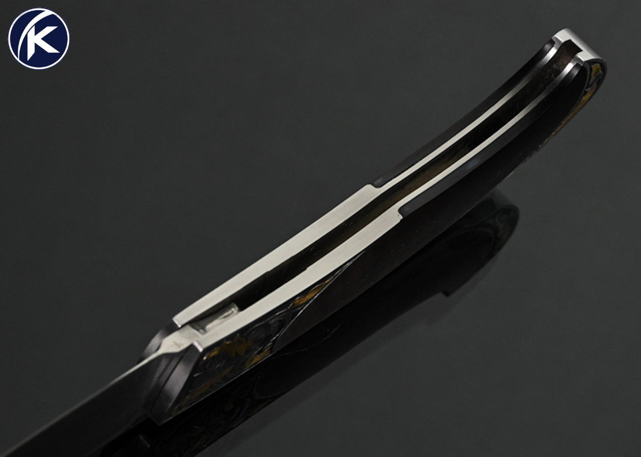 Tim Herman Custom Knives Sole Authorship Engraved Black Lip Interframe Lockback - Image 5