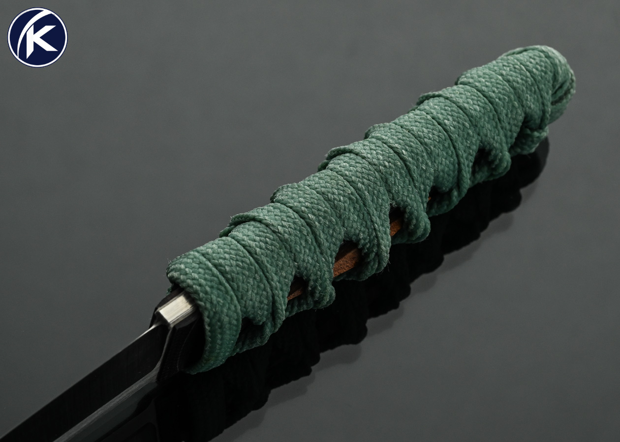 Chris Adelhardt (Pariah Knives) Custom Knife “Ego-Slayer” with Teal Cord Wrap over Black Stingray 18533