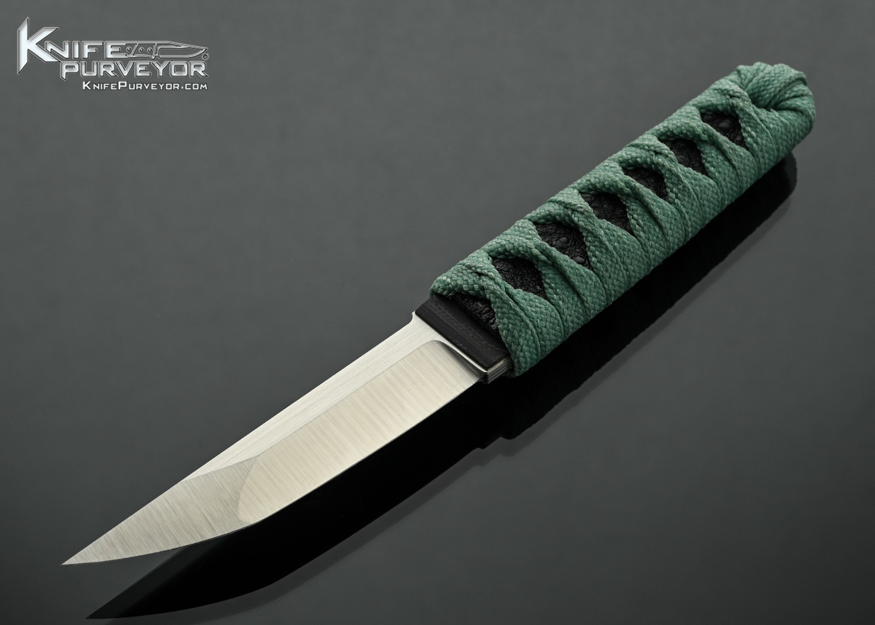 Chris Adelhardt (Pariah Knives) Custom Knife “Ego-Slayer” with Teal Cord Wrap over Black Stingray 18533