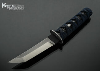 Chris Adelhardt (Pariah Knives) Custom Knife "Kaiken" Tanto with Blue Cord Wrap over Black Stingray 18532