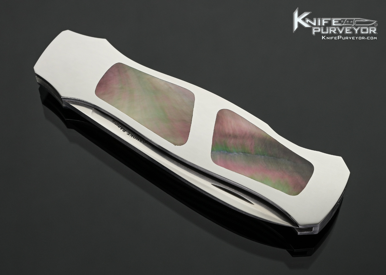 Jack Busfield Custom Knife Black Lip Tahitian Pearl Double Interframe Lockback Dagger - Image 2