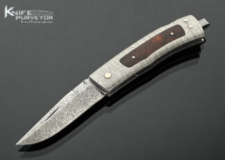Kay Embresten Custom Knife Sole Authorship Explosion Damascus and Amber Interframe Lockback 18527