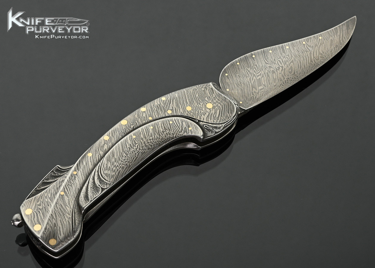Robert-Weinstock-Custom-Knife-“Flowing-Majesty”-Full-Damascus-Dress-with-24-Kt-Gold-Inlays-Lockback-