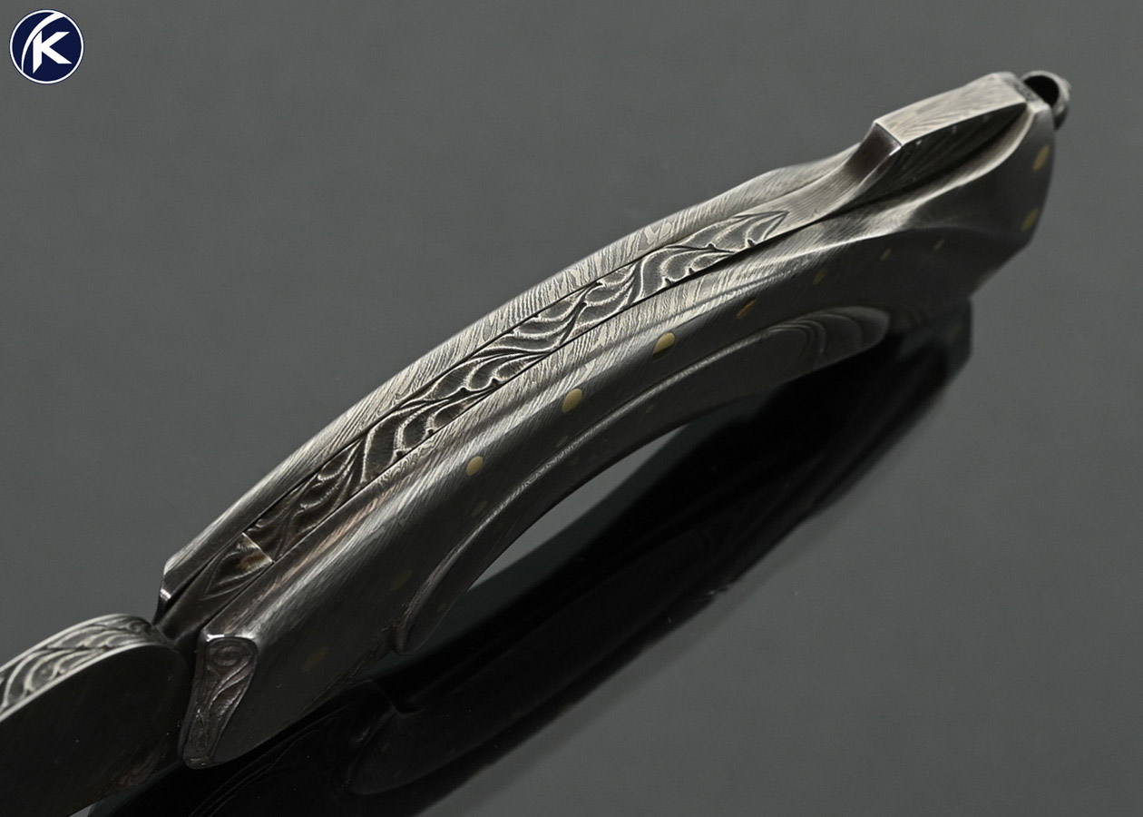 Robert-Weinstock-Custom-Knife-“Flowing-Majesty”-Full-Damascus-Dress-with-24-Kt-Gold-Inlays-Lockback-