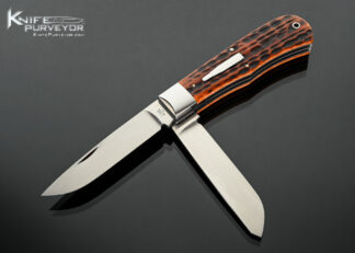 Tony Bose Custom Knife Jigged Bone with Bullet Escutcheon 2 Blade Trapper Slip Joint with Half Stop 18524