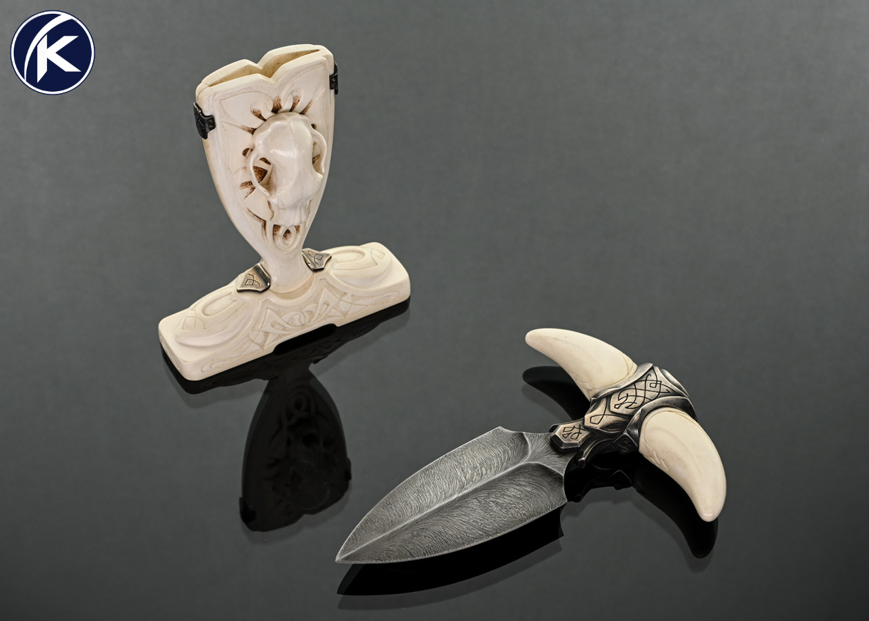 Russian Art Knife Maker Custom Knife Feather Pattern Damascus with ...
