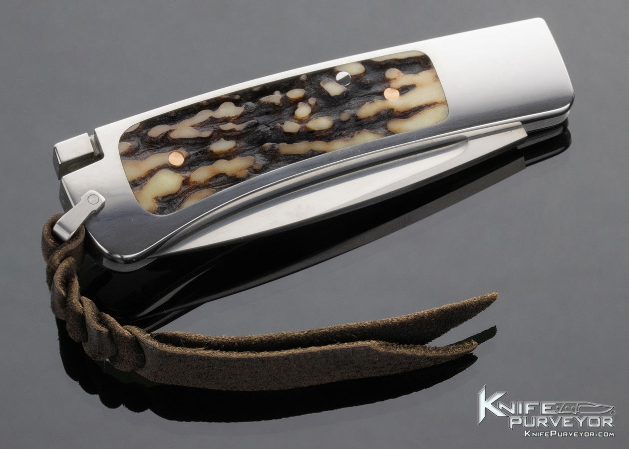 Ron Lake Custom Knife Stag Stainless Steel Interframe Tail Lock with Bale - Image 5