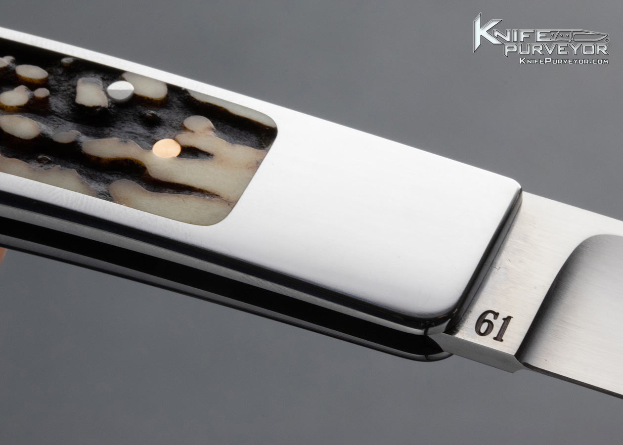 Ron Lake Custom Knife Stag Stainless Steel Interframe Tail Lock with Bale - Image 4