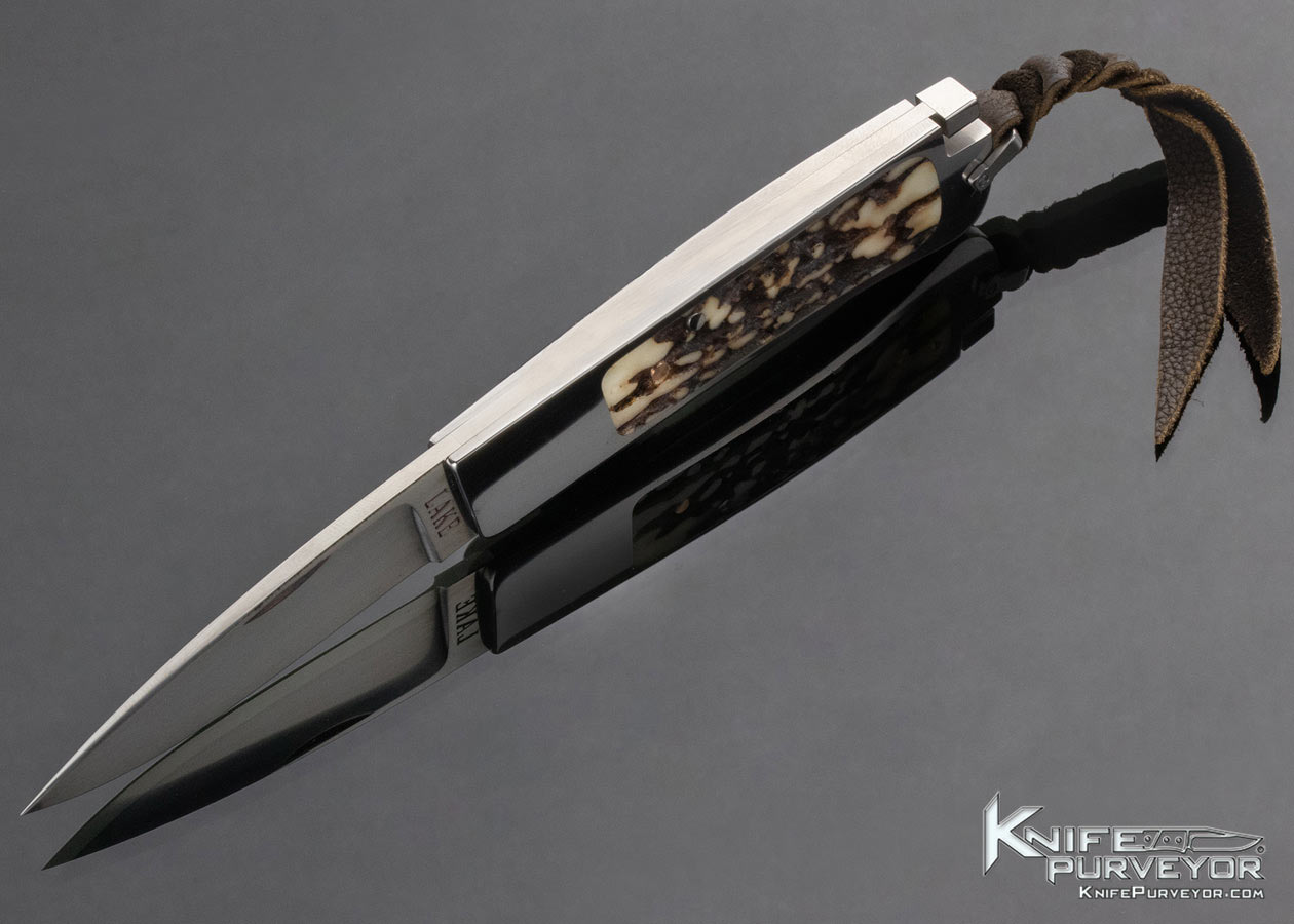 Ron Lake Custom Knife Stag Stainless Steel Interframe Tail Lock with Bale - Image 7