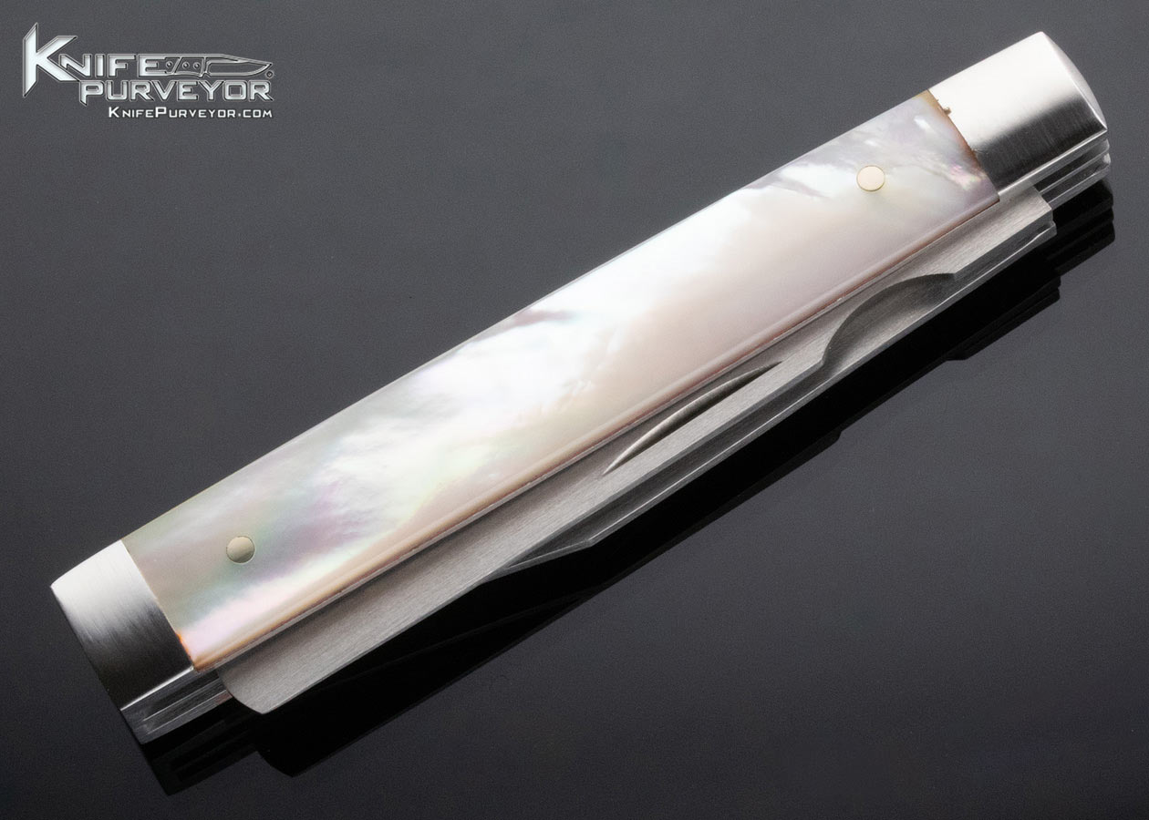 Tim Britton Custom Knife 2 Blade Dr's Knife With Mother of Pearl Slip Joint - Image 6