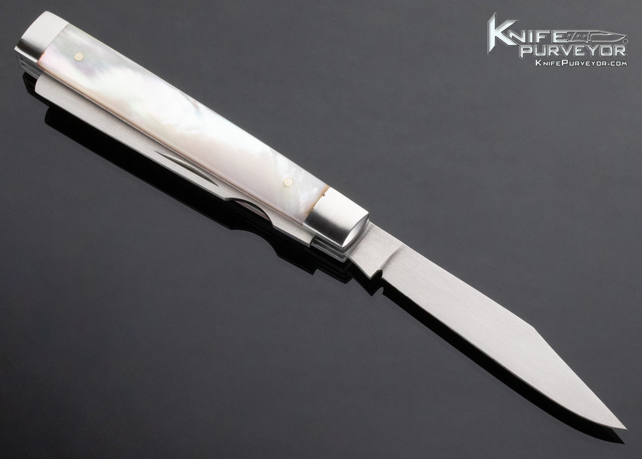 Tim Britton Custom Knife 2 Blade Dr's Knife With Mother of Pearl Slip Joint - Image 4