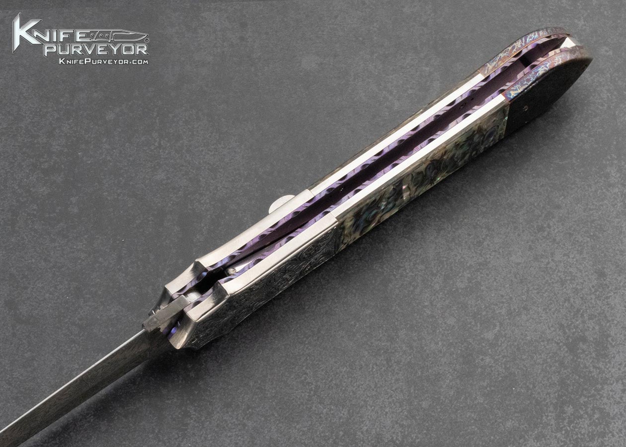 Afaaq Custom Knife Picklock Auto Mosaic Damascus Abalone 15931
