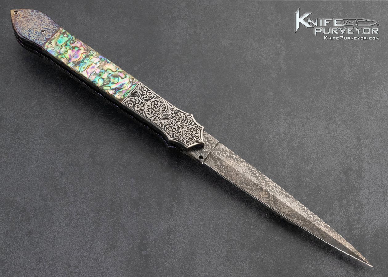 Afaaq Custom Knife Mosaic Damascus and Abalone Picklock Automatic - Image 3
