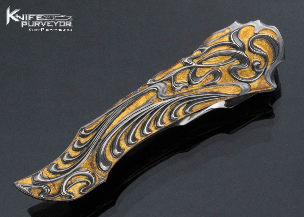 Alex Gev Custom Knife Sole Authorship Engraved Folder with 24Kt Gold Inlays - Image 3