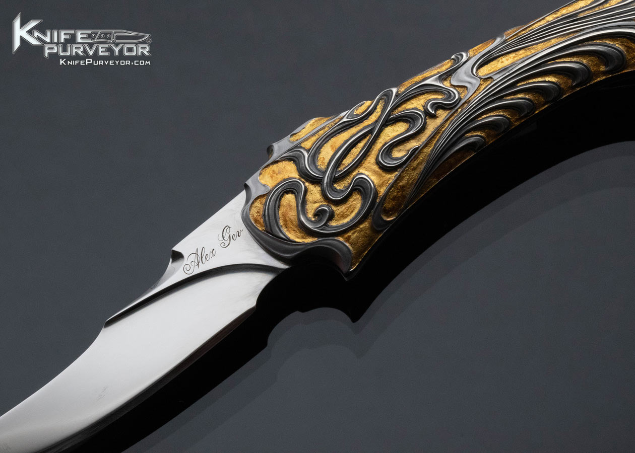 Alex Gev Custom Knife Sole Authorship Engraved Folder with 24Kt Gold Inlays - Image 2