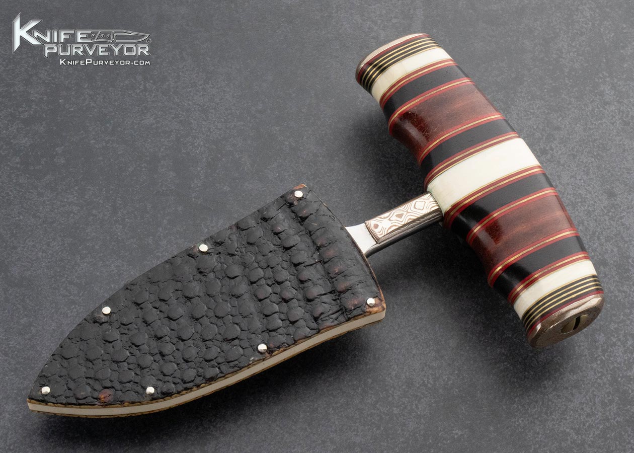 WD Pease Custom Knife Mammoth Leather Wrapped Mokume Push Dagger 15967