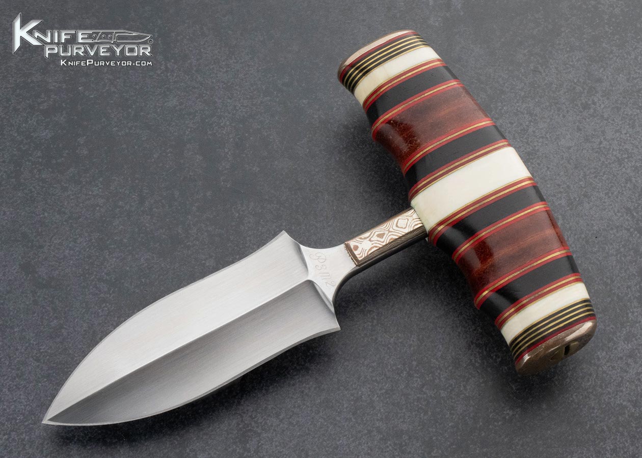 WD Pease Custom Knife Mammoth Leather Wrapped Mokume Push Dagger 15967