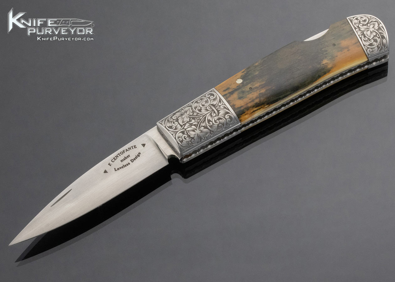 Frank Centofante Custom Knife Bob Loveless Design Chris Meyer Engraved Mammoth Lockback 14974
