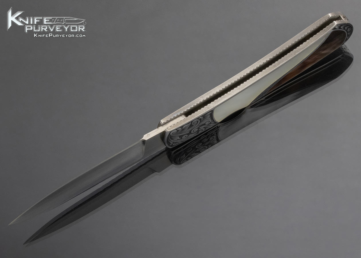 Harvey McBurnette Custom Knife Sole Authorship Engraved Double Pearl Interframe Lockback - Image 7