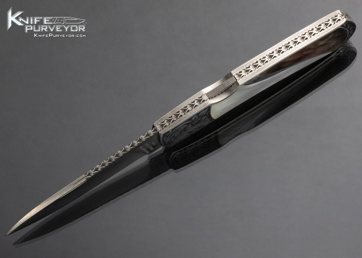 Harvey McBurnette Custom Knife Sole Authorship Engraved Double Pearl Interframe Lockback - Image 6