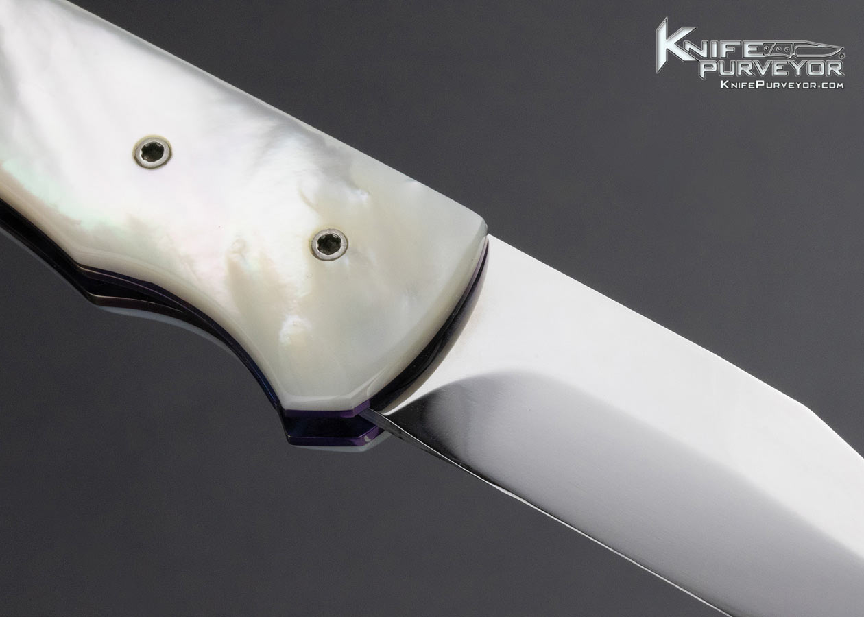 Rainy Vallotton Custom Knife Mother of Pearl Shell Double Action Automatic Linerlock - Image 4