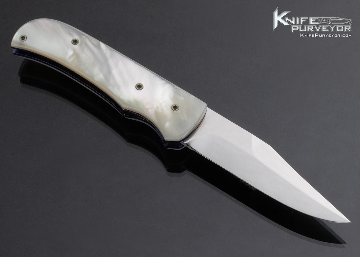 Rainy Vallotton Custom Knife Mother of Pearl Shell Double Action Automatic Linerlock - Image 3