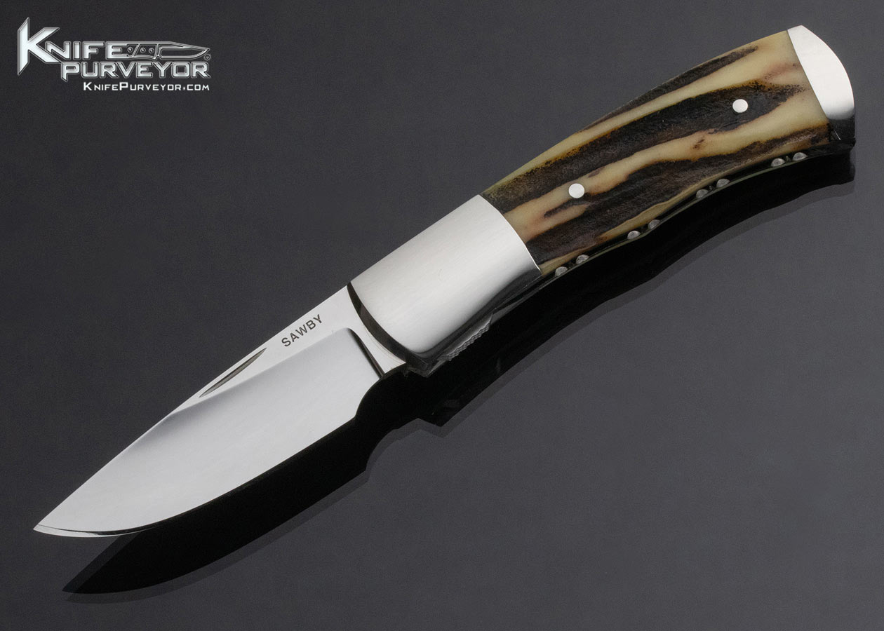 Scott Sawby Custom Knife Stag Selflock 14933