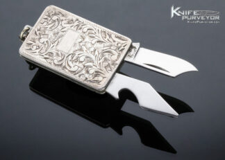 Engraved Sterling Silver 2 Blade Pocket Knife Pendant with Bottle Opener 14310