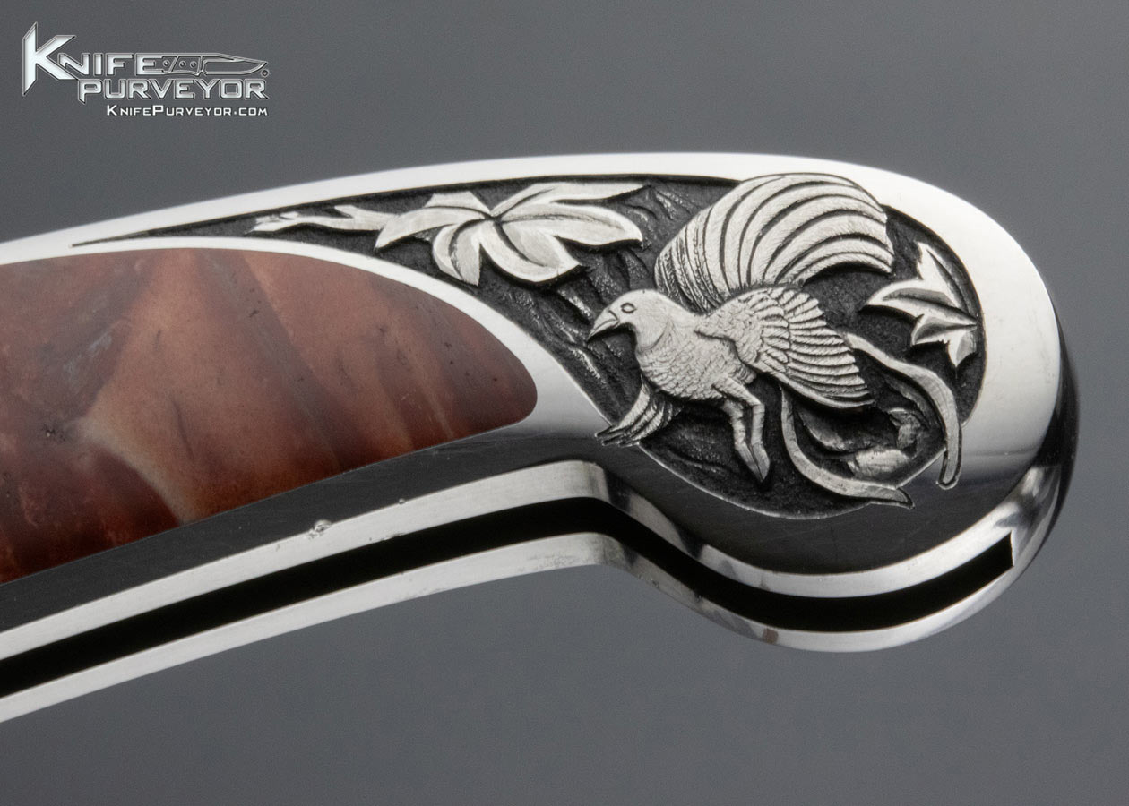 Steve Hoel Custom Knife Bryan Bridges Engraved Jasper Interframe Lockback - Image 3