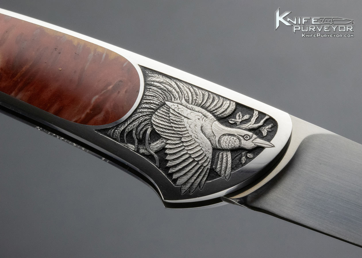 Steve Hoel Custom Knife Bryan Bridges Engraved Jasper Interframe Lockback - Image 6