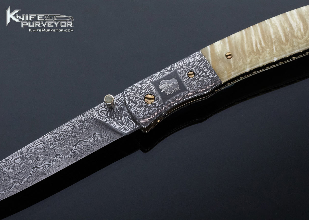 Cliff Parker Custom Knife Musk Ox and Sole Authorship Mosaic "Musk Ox" Damascus Linerlock - Image 2