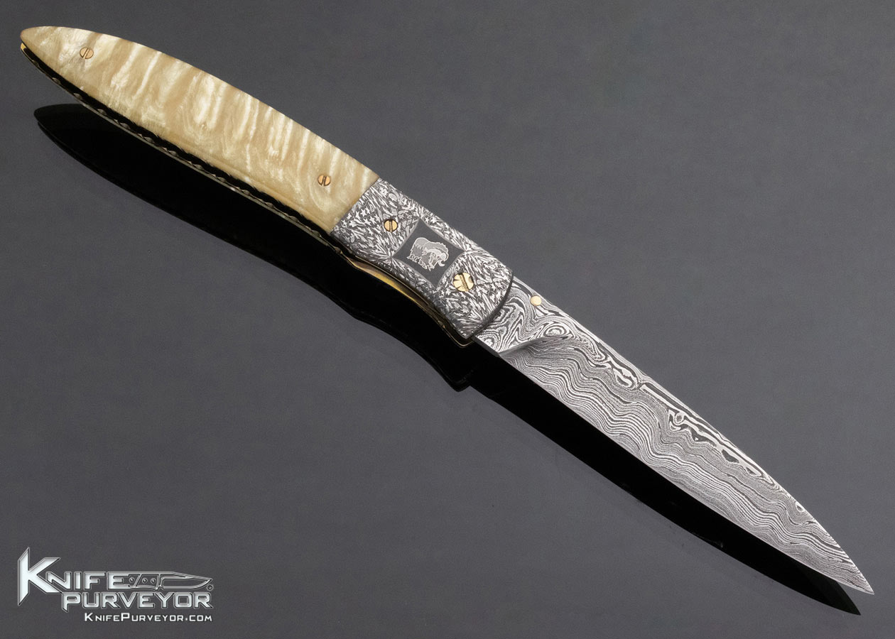 Cliff Parker Custom Knife Musk Ox and Sole Authorship Mosaic "Musk Ox" Damascus Linerlock - Image 3