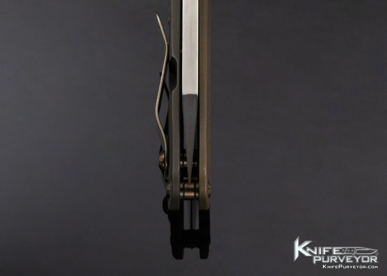 Duane Dwyer Custom Knife Brass Framelock DDC with Flag 13381