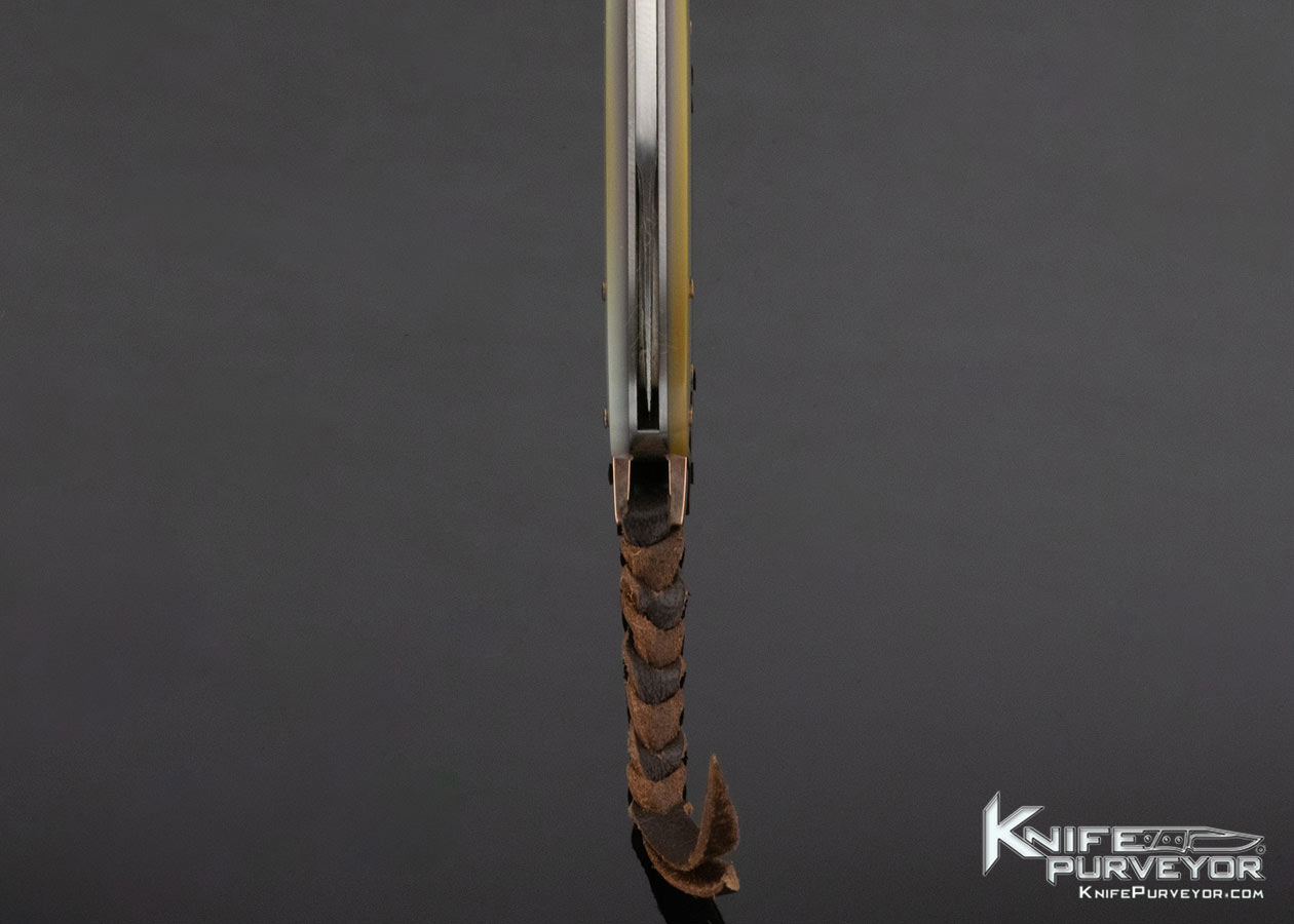 Warren Osborne Custom Knife Damascus and South Sea Gold Lip Pearl Lockback with Rose Gold Accents - Image 7