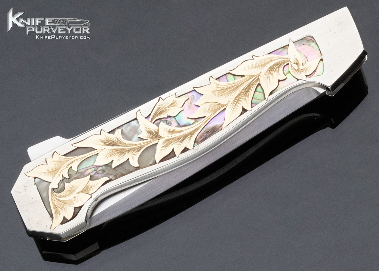 Tim Herman Custom Knife Sole Authorship Engraved "Leaves" Lockback Folder - Image 5