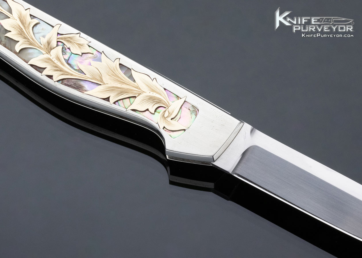 Tim Herman Custom Knife Sole Authorship Engraved "Leaves" Lockback Folder - Image 4