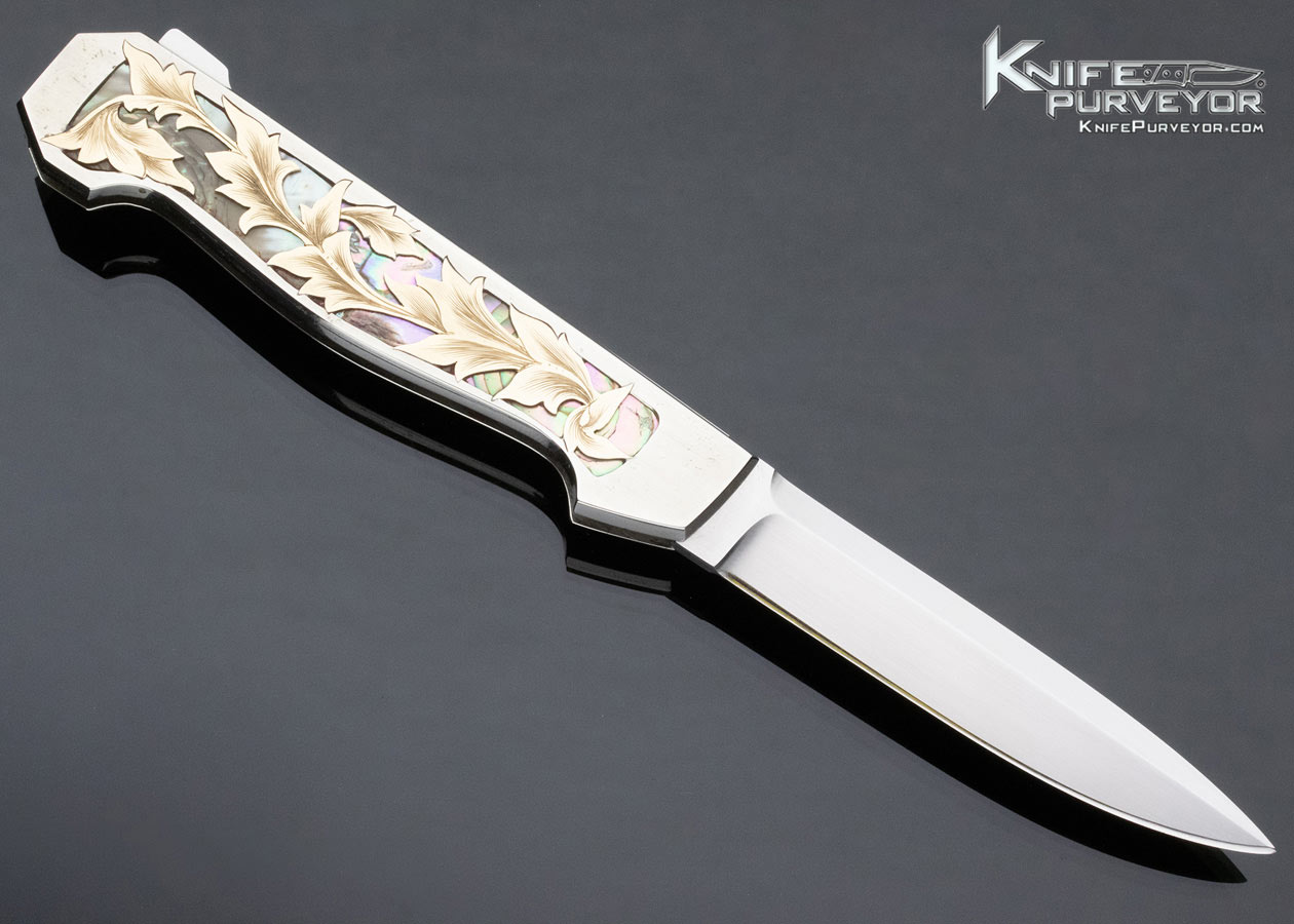Tim Herman Custom Knife Sole Authorship Engraved "Leaves" Lockback Folder - Image 3