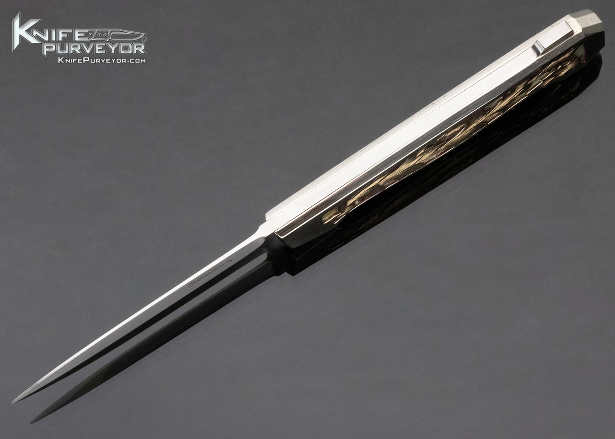 Tim Herman Custom Knife Sole Authorship Engraved "Leaves" Lockback Folder - Image 6