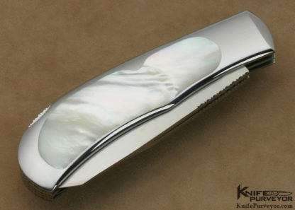 Steve Hoel Custom Knives Mother of Pearl Interframe 2 Blade Lockback - Image 3