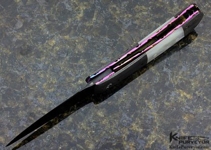 John Richter's Custom Knife: Mother of Pearl Automatic Linerlock with Sole Authorship Damascus - Image 5