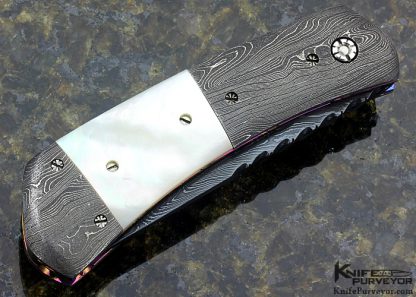 John Richter's Custom Knife: Mother of Pearl Automatic Linerlock with Sole Authorship Damascus - Image 3